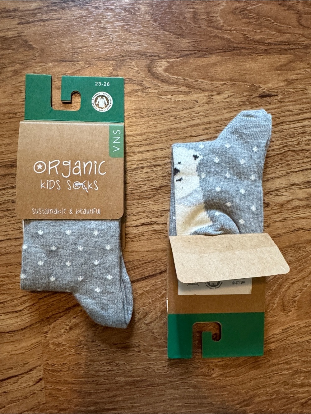European Organic Cotton Kids Socks - Polar Bear 🐻‍❄️ and White Dots NWT